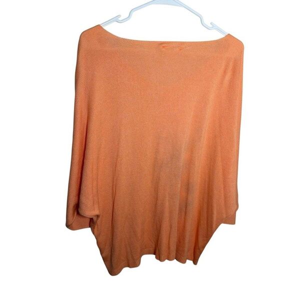 Made In Italy Sweater Women's Orange V-Neck Slouchy Dolman Pullover Knit - Picture 5 of 9